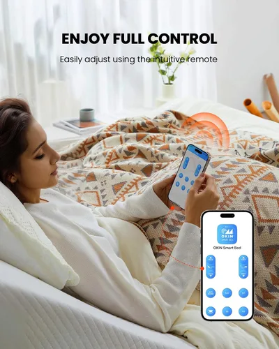 Miniatura 5 de AMADA HOMEFURNISHING Base de cama ajustable con masaje, base de cama ajustable individual XL controlada por aplicación con 4 puertos USB y luz LED