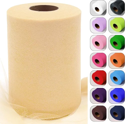 Miniatura 40 de Rollos de tela de tul verde ácido de 6 pulgadas por 100 yardas (300 pies) Cinta de tul para tutú, falda, envoltorio de regalo, decoración de boda