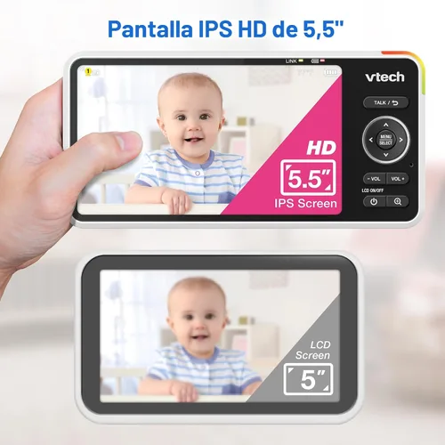 Miniatura 5 de VTech Smart WiFi Baby Monitor - Ve a tu bebé en casa o desde cualquier lugar, cámara 2K, pantalla de 5.5 pulgadas, zoom 24X, gran angular, visión