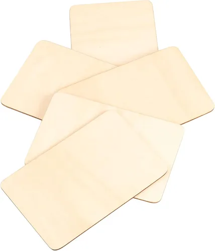 Miniatura 5 de HOIGON 100 piezas rectangulares de madera sin terminar, hojas de madera de tilo en blanco de 4 x 6 pulgadas, recortes de madera para manualidades