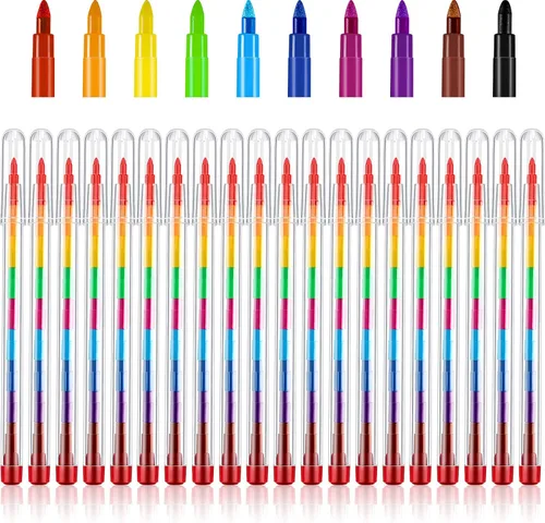 Outus 30 lápices apilables de colores a granel, regalos de graduación, regalos de fin de año, recuerdos de fiesta de bricolaje, lápiz arcoíris para