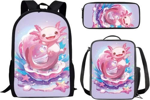 Miniatura 23 de Paquete de 3 bolsas escolares con estampado de bandera estadounidense para niños, mochila de gran capacidad para laptop, con cremallera, estuche