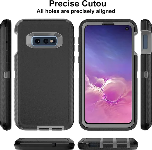 Miniatura 5 de Funda para Galaxy S10E: protección resistente a prueba de golpes 3 en 1, 2 películas nano a prueba de explosiones, negro/gris