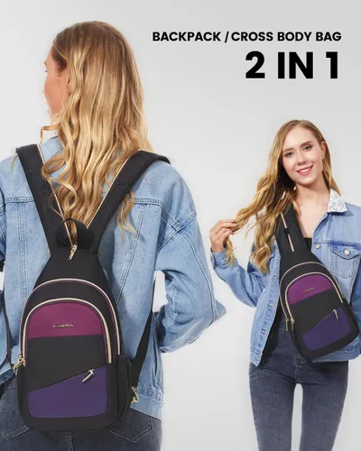 Miniatura 3 de LOVEVOOK - Mochila convertible tipo bandolera para mujeres, mochila pequeña para pañales, senderismo, mochila de viaje resistente al agua