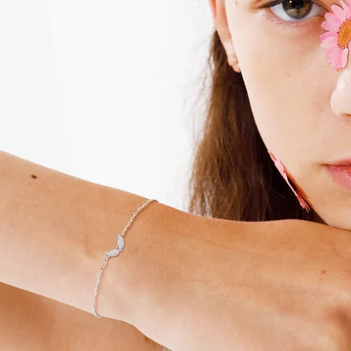 Miniatura 6 de YFN - Pulsera de alas de ángel de la guarda de plata de ley con forma de corazón para mujeres y niñas