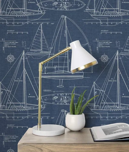 Miniatura 7 de NextWall Yacht Club Coastal - Papel tapiz autoadhesivo (azul marino)