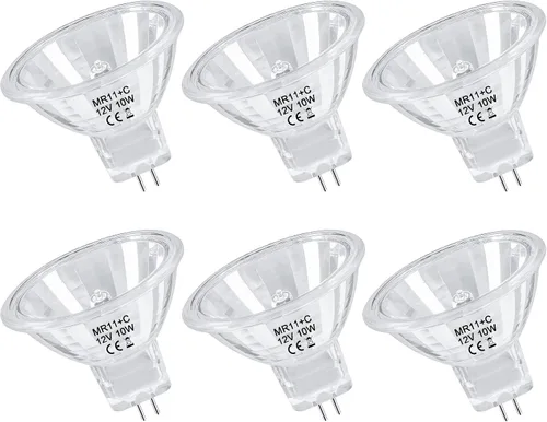 MR11 Halogen Bulb 10W 12V FTD Spotlight Bulb,GU4 Bi-Pin Base with Glass Cover for Landscape,Accent,Track Lights,Fiber Optics,Christmas,Dimmable,Warm