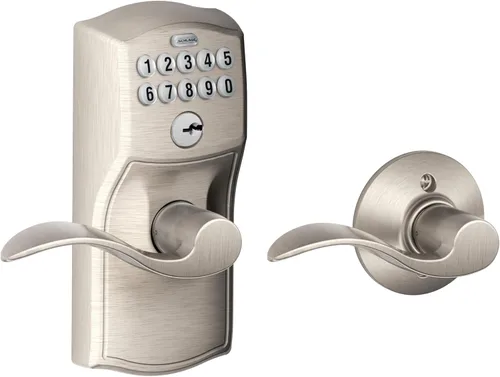 Miniatura 14 de Schlage - FE575 PLY 626 FLA Plymouth - Entrada de teclado con bloqueo automático y palancas Elan, cromado con brocha. Cromo satinado
