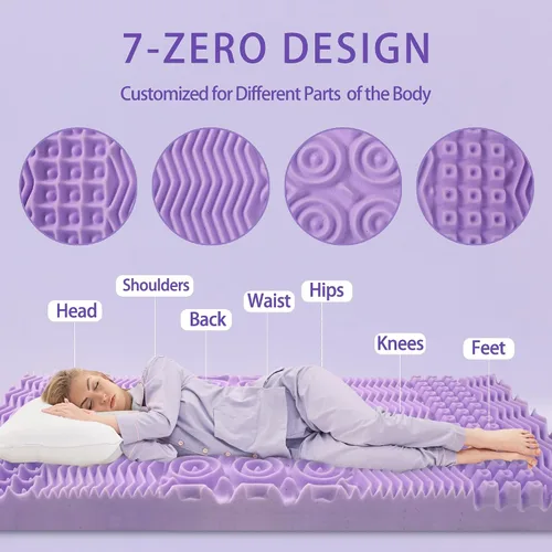 Miniatura 2 de Colchón de espuma de gel de 7 zonas con infusión calmante de lavanda, certificado CertiPUR-US, (2 pulgadas, individual)