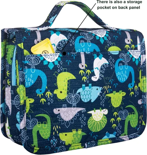 Miniatura 4 de Eudora Neceser colgante de viaje para niños, organizador de viaje impermeable, lindo dinosaurio serpiente dibujos animados cosméticos bolsa de baño