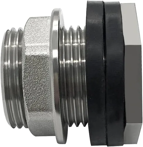 Miniatura 6 de Beduan 1 NPS macho a 3/4 NPT hembra de acero inoxidable mamparo conector de tanque de agua a granel para barril de tanque de agua (paquete de 1)