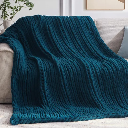 Miniatura 20 de Negwoo - Manta de punto grueso, de felpilla, para cama y sofá, manta de ganchillo hecha a mano, grande y gruesa, lavable a máquina, bonita y cómoda