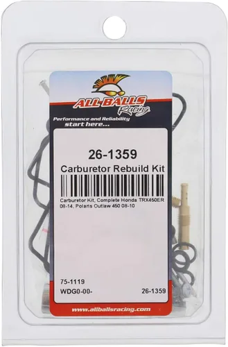 Miniatura 5 de All Balls Kit de reconstrucción de carburador Racing 26-1359 compatible con/repuesto para Honda TRX450ER 2008-2014, Polaris Outlaw 450 2008-2010