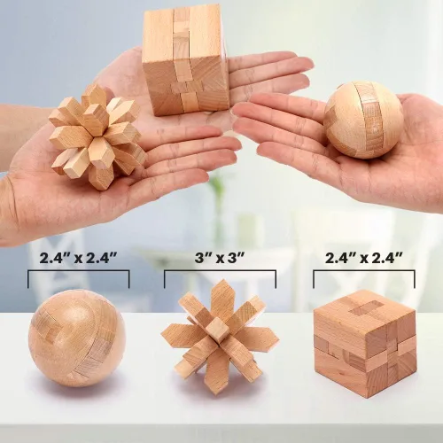 Miniatura 4 de LESONG Rompecabezas Mentales de Metal y Madera para Niños y Adultos Paquete de 9, Prueba de Mente, CI y Lógica y Juegos de Desenredamiento