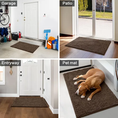 Miniatura 6 de HOMEIDEAS Tapete para entrada interior, 32 x 20 pulgadas, altamente absorbente, tapete lavable de felpilla para perro, tapete antideslizante