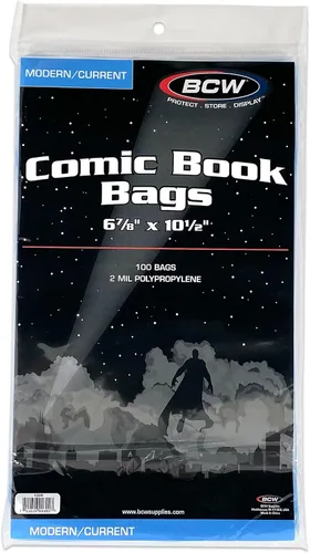 BCW Current Comic Bags (paquete de 1000) – Bolsas de cómics BCW sin ácidos para cómics modernos | Protección transparente de funda para cómics | 6