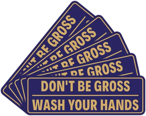 Miniatura 37 de Letrero estándar para puerta o pared, diseño de "Don't Be Gross ("Wash Your Hands"), color negro, mediano