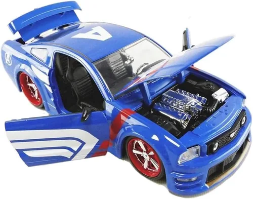 Miniatura 2 de Jada Marvel 1:24 2006 Ford Mustang - Auto fundido a presión con figura del Capitán América de 2.75 pulgadas, juguetes para niños y adultos
