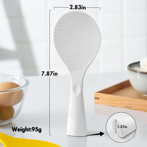 Miniatura 4 de FireKylin Cuchara de arroz de silicona con paleta antiadherente y resistente al calor, cuchara para olla arrocera, cuchara de servir para granos