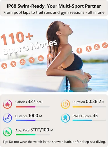 Miniatura 5 de Reloj inteligente para mujer y hombre Android y iPhone [2 bandas, caja de 44mm], Alexa incorporado, reloj inteligente de 1.83" para hacer/responder