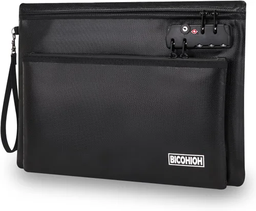 Miniatura 7 de Bolsa de dinero ignífuga con cerradura, bolsa de efectivo bolsa de banco para efectivo, bolsa de almacenamiento de objetos valiosos, caja fuerte