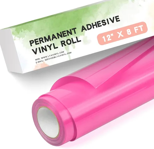 Lya Vinyl Vinilo permanente rosa neón – Rollo de vinilo adhesivo rosa neón de 12 pulgadas x 8 pies para cortadores de camafeo, letreros, álbumes de