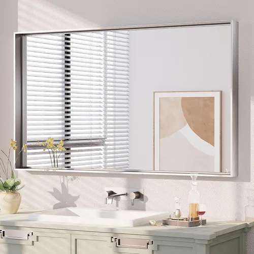 Miniatura 43 de Keonjinn - Espejo rectangular con marco negro para baño de 40 x 30 pulgadas, espejo de pared para sobre el lavabo, espejos de tocador de metal