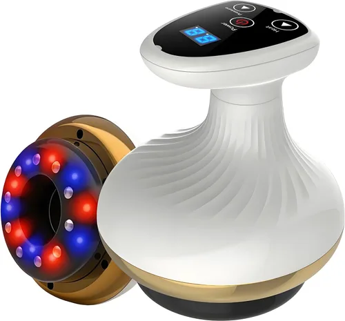 Vacuvia para celulitis, terapia de luz LED 2 en 1 y masajeador de vibración, herramienta de masaje eléctrico con 9 niveles de intensidad ajustables,