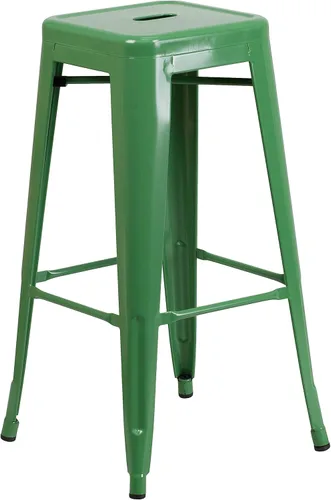 Miniatura 24 de Flash Furniture Lily - Juego de 4 taburetes de bar de metal rojo sin respaldo de 30 pulgadas de alto grado comercial para interiores y exteriores
