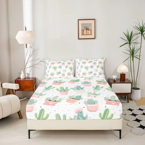 Miniatura 2 de Feelyou - Juego de sábanas con diseño de árbol de la vida, sábana bajera ajustable con ramas de temática natural, juego de ropa de cama, flores