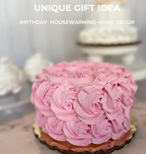 Miniatura 5 de Pastel falso de roseta rosa hecho a mano por Dezicakes - Pastel falso - Pastel artificial