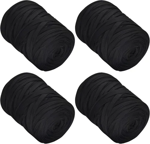 Miniatura 16 de 400g de hilo de tela elástica para tejer con ganchillo para DIY, 119 metros de hilo de espagueti grueso para tejer para proyectos de bolso, cesta