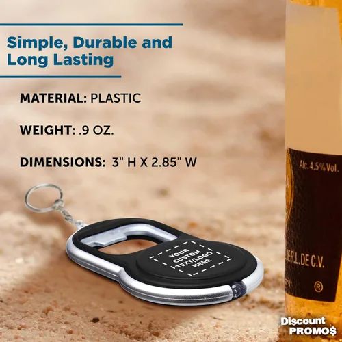Miniatura 4 de DISCOUNT PROMOS Abrebotellas personalizado y llaveros LED, juego de 10/50/100, paquete personalizado a granel, perfecto para ferias, recuerdos