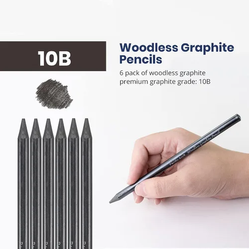 Miniatura 4 de Pacific Arc Juego de 6 lápices de grafito sin madera, 10B, para dibujar, colorear y arte