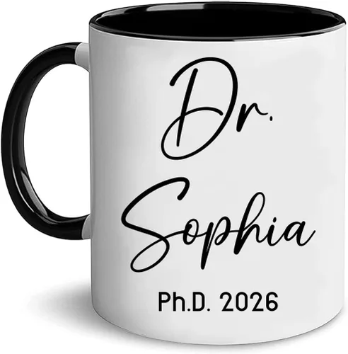 Miniatura 17 de A62227 - Taza de regalo de graduación personalizada con datos nutricionales de doctorado, nombre personalizado y año para mujeres, regalos de nuevo