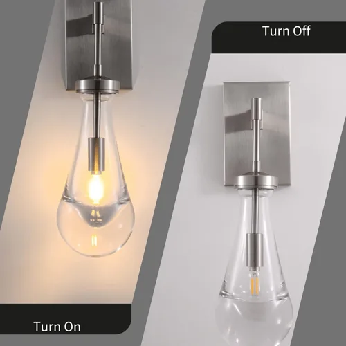 Miniatura 6 de Apliques de Pared de Níquel, Modernas Luminarias de Gota de Lluvia para Dormitorio, Lámpara de Pared Montada para Mesita de Noche, Iluminación