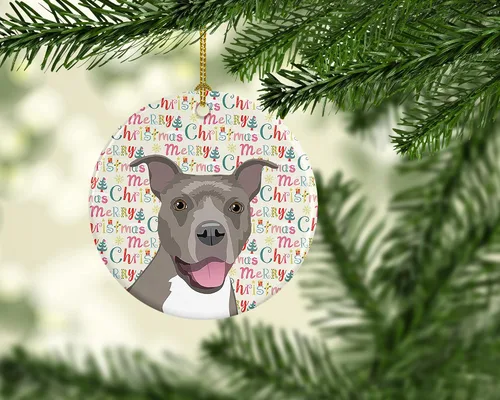 Miniatura 2 de Caroline's Treasures Pit Bull - Adorno de cerámica azul #1 para colgar en el árbol de Navidad, decoración para el hogar, Navidad, fiestas, regalo, 3