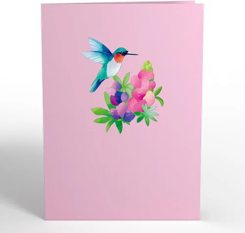 Miniatura 3 de Lovepop Lupine - Tarjeta emergente de colibrí – Tarjetas de felicitación emergentes de colibrí – Tarjeta de cumpleaños 3D – 5 x 7 pulgadas – Sobre
