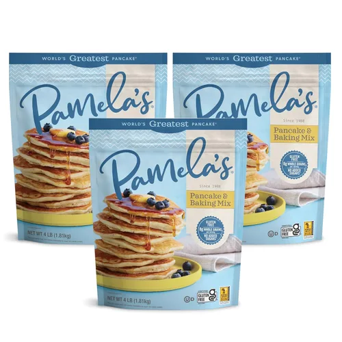 Pamela's Products Mezcla para hornear y panqueques sin gluten, bolsas de 4 libras (paquete de 3)