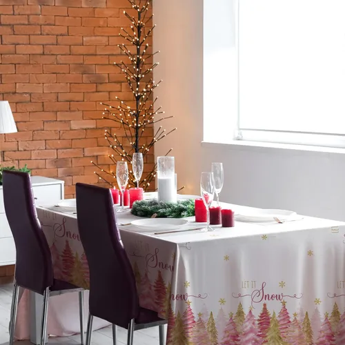 Miniatura 7 de Peryiter Mantel navideño rectangular de 60 x 84 pulgadas, mantel de Navidad de poliéster lavable para vacaciones de invierno, casa de campo