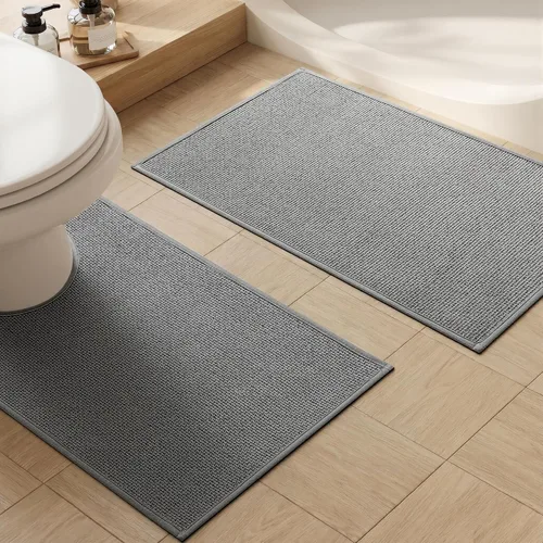 Miniatura 26 de YIHOUSE Juego de 2 tapetes de baño, color beige, ultrafino, absorbente, antideslizante, para baño, lavable, ducha, lavabo, lavandería