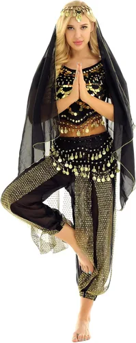 TiaoBug Women's Belly Dancer India Dance Outfit Halloween Carnival Performance Costume