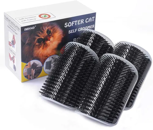 Miniatura 9 de Peine de masaje de esquina de pared para gatos, cepillo masajeador perfecto con hierba gatera (4 unidades, gris)