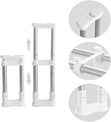 Miniatura 6 de Hershii Paquete de 2 barras de tensión de armario expandibles ajustables de metal, organizador de gabinete, separador divisor para armario, cocina