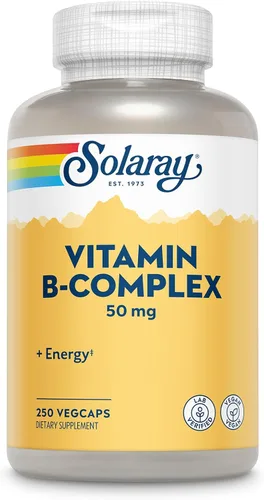 SOLARAY Complejo de vitamina B de 50 mg – Vitaminas de energía celular – metabolismo y apoyo a la salud nerviosa con vitamina B12, vitamina B1, B6,