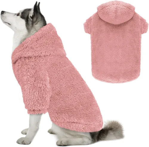 Miniatura 17 de Suéteres de vellón y sherpa para perros pequeños, mullidos, suaves, de doble cara, afelpados, con capucha, negro, XS