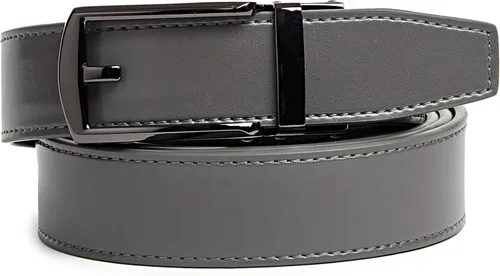 Miniatura 4 de Cinturón de trinquete de cuero genuino para hombre, cinturón ajustable con hebilla negra o plateada, vestido e informal