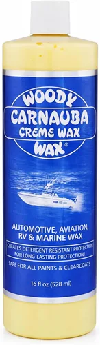 Woody Wax Cera de crema de carnauba, cera profesional de alto brillo marino, RV y aviación, protección UV para pintura y capa transparente,