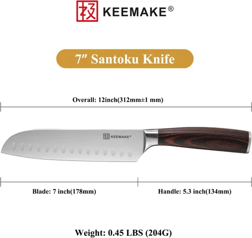 Miniatura 3 de KEEMAKE Juego de cuchillos Santoku de 2 piezas, juegos de cuchillos de chef japonés con cuchillos de cocina de acero inoxidable de alto carbono