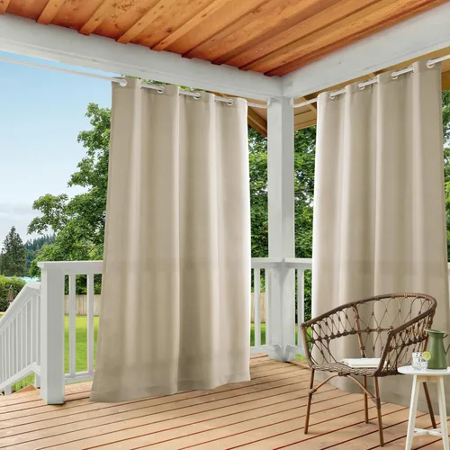 Miniatura 15 de TOWN & COUNTRY BASICS Cabana Cortinas Sólidas de Peso Pesado para Interiores y Exteriores, Opacidad de Filtrado de Luz con Ojales en la Parte Verde